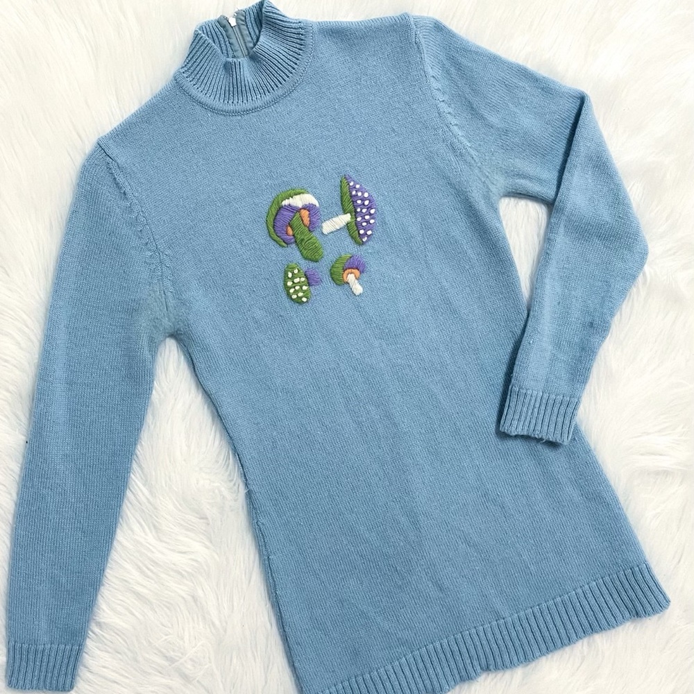 Vintage Blue Mushroom Sweater - Size: 2